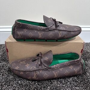Louis Vuitton Virgil Brown Monogram Laced Driver Loafers